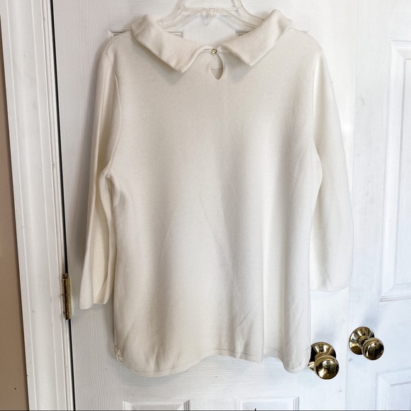 EUC Talbots White Collared Sweater - Picture 2 of 7